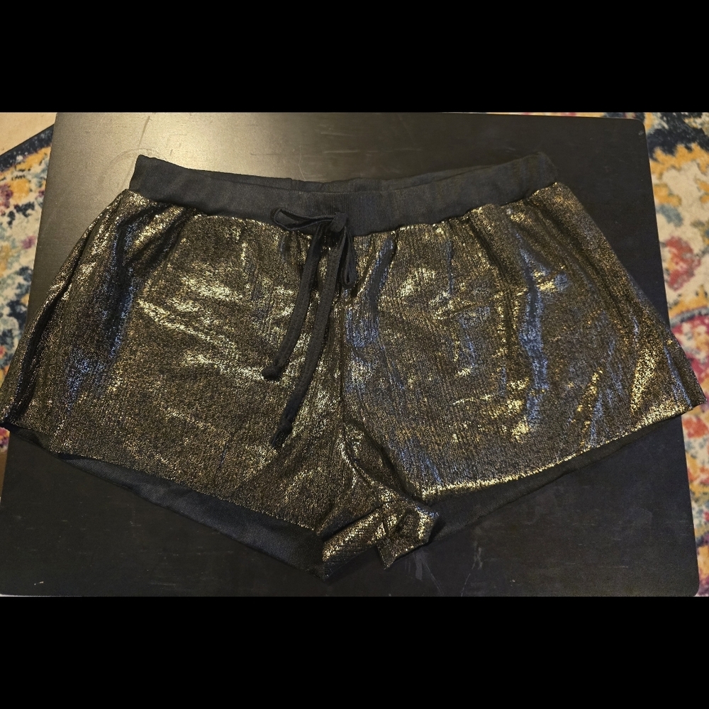 Forever 21 Shimmering Black and Gold Shorts